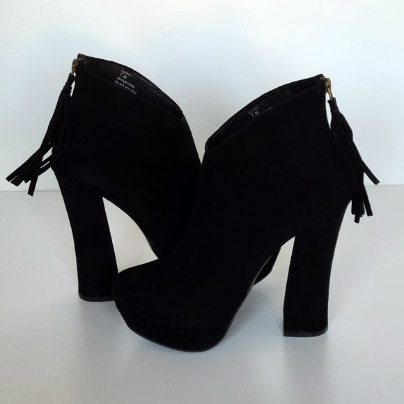 Black Suede Steve Madden Gavvin Platform Booties Size 7.5 - Picture 5 of 7